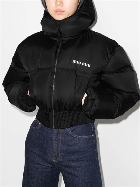 miu miu puffer coat|farfetch hooded puffer jacket.